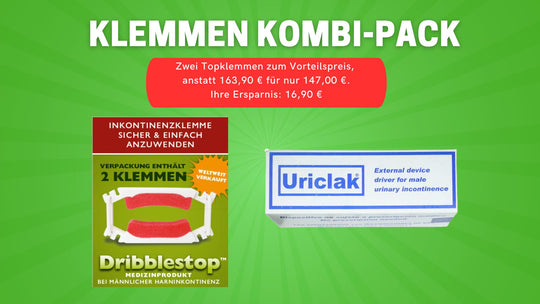 Dribblestop &amp; Uriclak Penisklemmen Kombi-Pack für Harninkontinenz