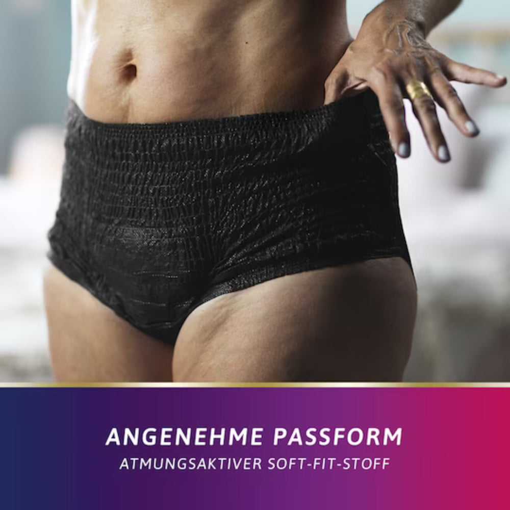 Tena Silhouette Pants Plus Noir, Inkontinenz Unterwäsche in schwarz