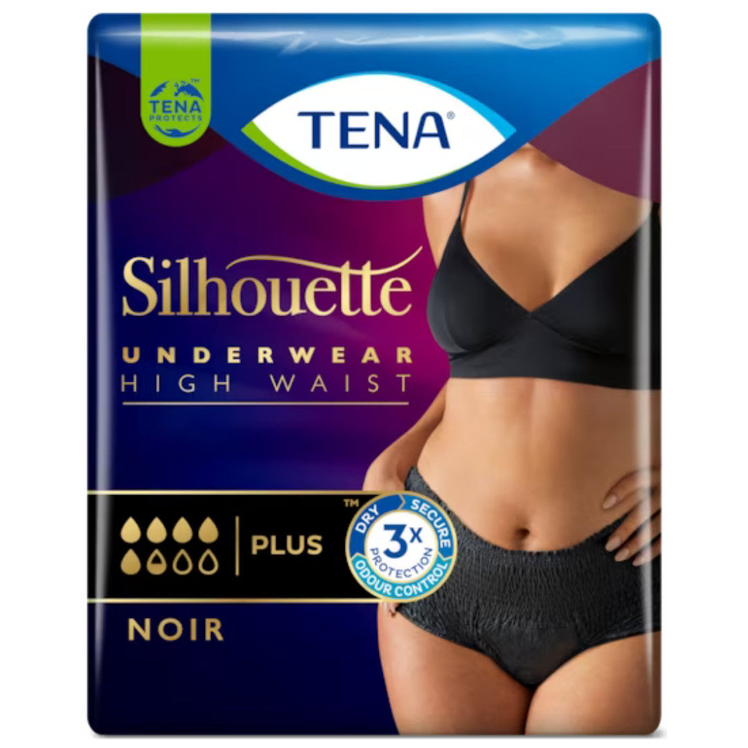 Tena Silhouette Pants Plus Noir, Inkontinenz Unterwäsche in schwarz