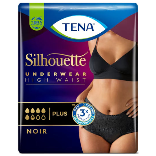 Tena Silhouette Pants Plus Noir, Inkontinenz Unterwäsche in schwarz