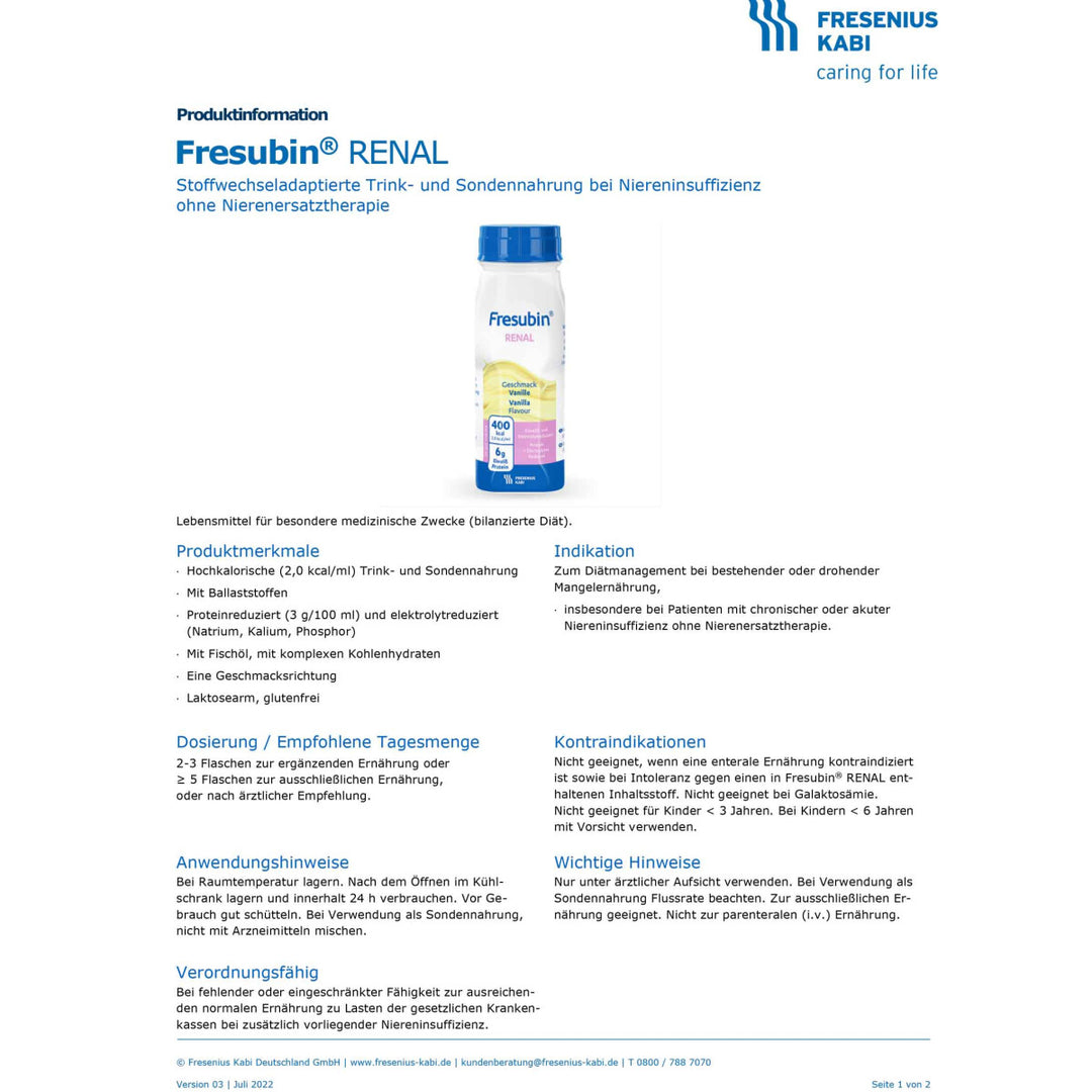 Fresubin Renal Drink Vanille 24x200ml