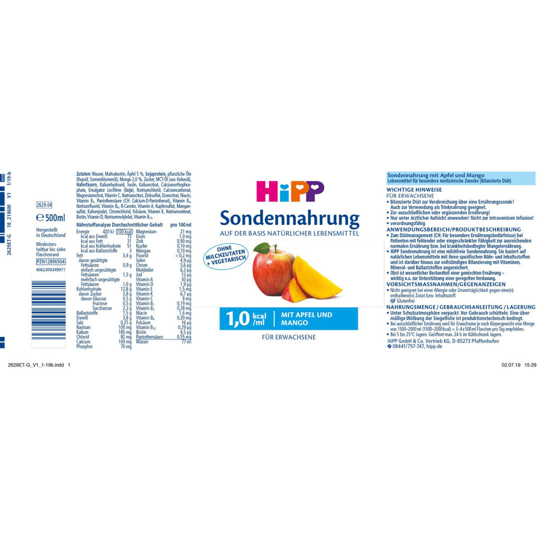 HiPP Sondennahrung Apfel-Mango 1,0 kcal/ml 12x500ml