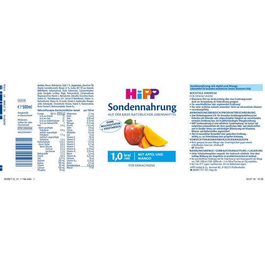 HiPP Sondennahrung Apfel-Mango 1,0 kcal/ml 12x500ml