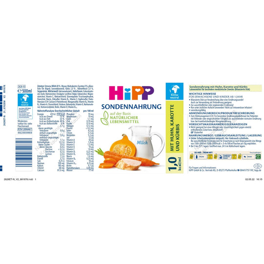 HiPP Sondennahrung Huhn-Karotte-Kürbis 1,0 kcal/ml 12x500ml