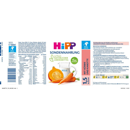 HiPP Sondennahrung Kürbis-Karotte 1,5 kcal/ml 12x500ml