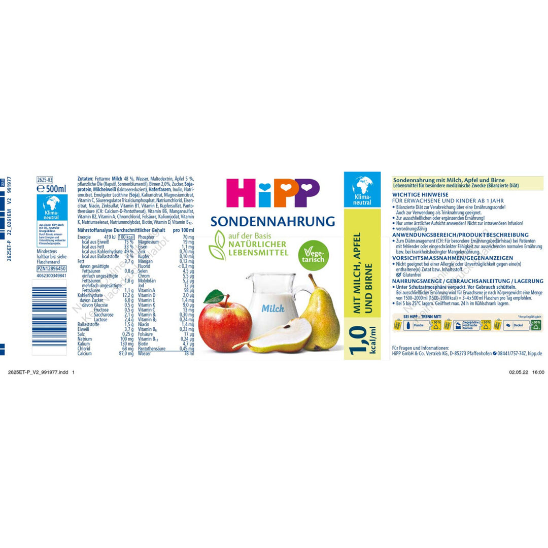 HiPP Sondennahrung Milch-Apfel-Birne 1,0 kcal/ml 12x500ml