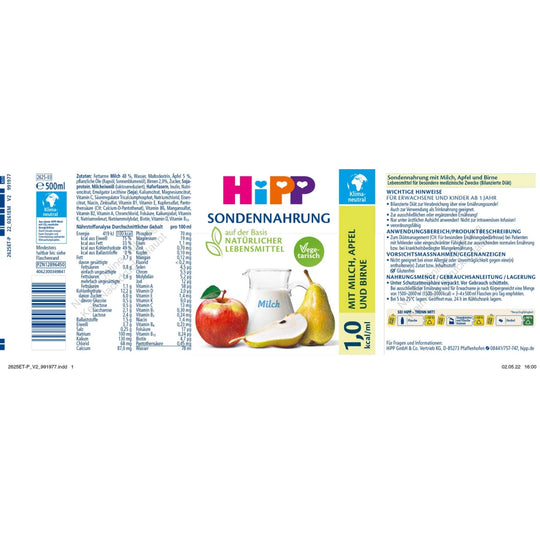 HiPP Sondennahrung Milch-Apfel-Birne 1,0 kcal/ml 12x500ml