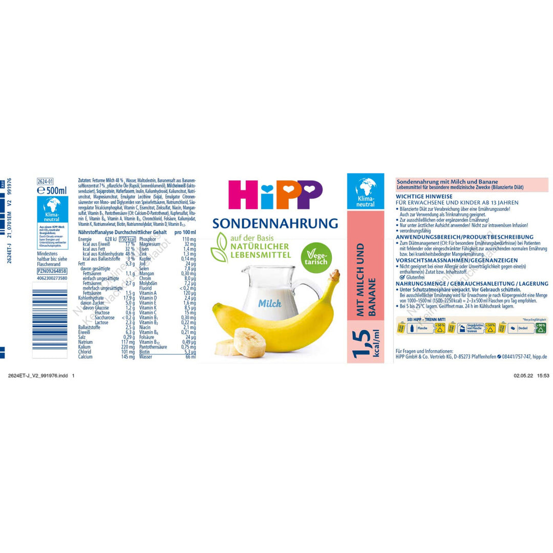 HiPP Sondennahrung Milch-Banane 1,5 kcal/ml 12x500ml