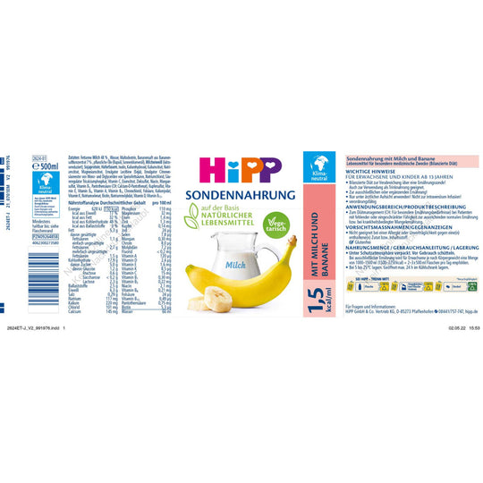 HiPP Sondennahrung Milch-Banane 1,5 kcal/ml 12x500ml