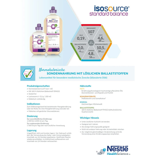Isosource Standard Balance, optimiert für Diabetiker - 12x500ml