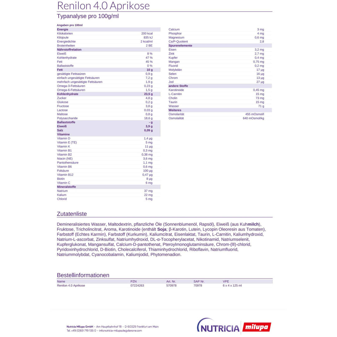 Renilon 4.0 Aprikose 24x125ml
