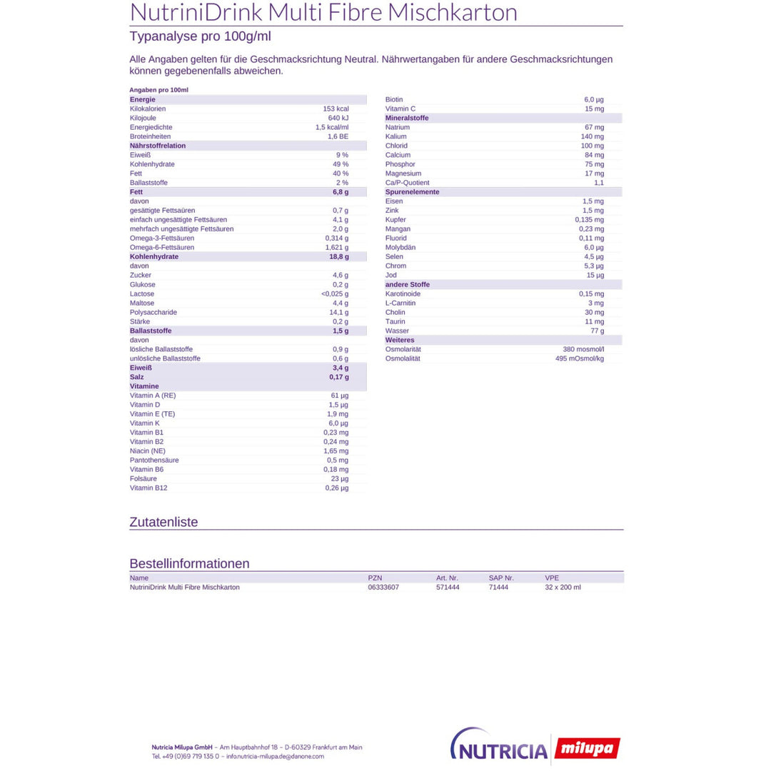 NutriniDrink Multi Fibre Mischkarton 32x200ml