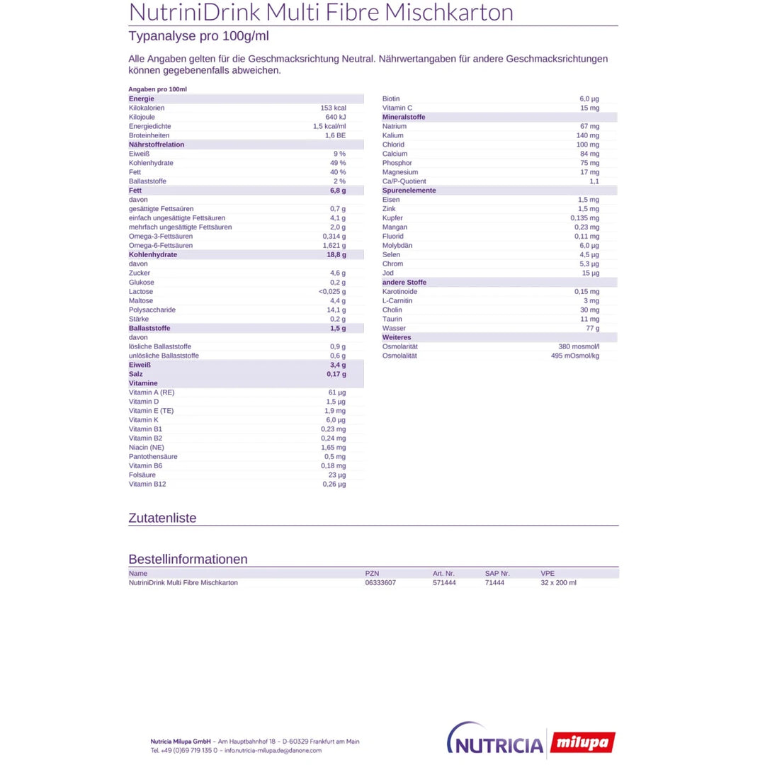 NutriniDrink Multi Fibre Mischkarton 32x200ml