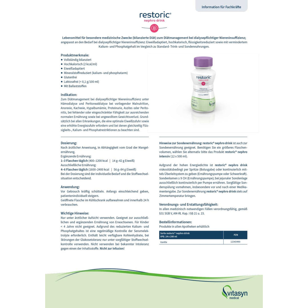 restoric nephro drink Vanille 24x200ml