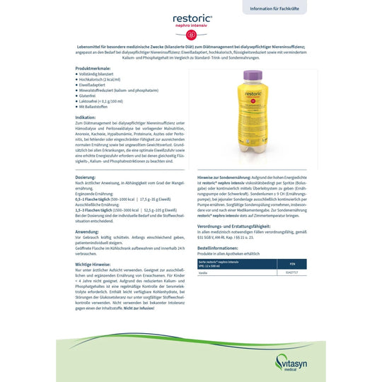 restoric nephro intensiv Vanille 12x500ml